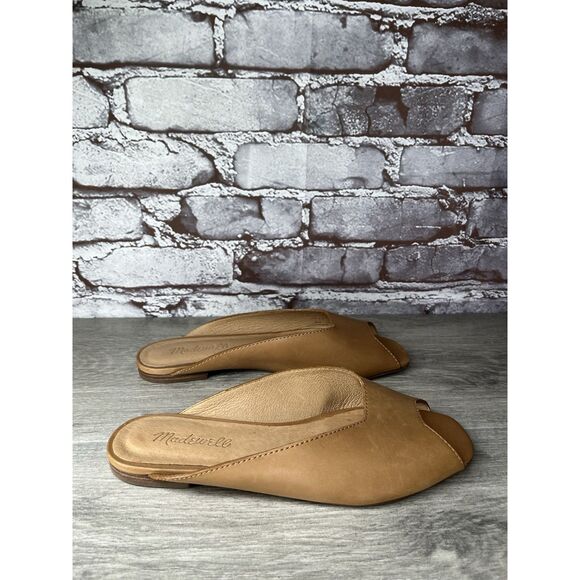 Madewell The Erica Peep-Toe Mule in English Saddle tan leather Flats Women 6.5M - Picture 13 of 16